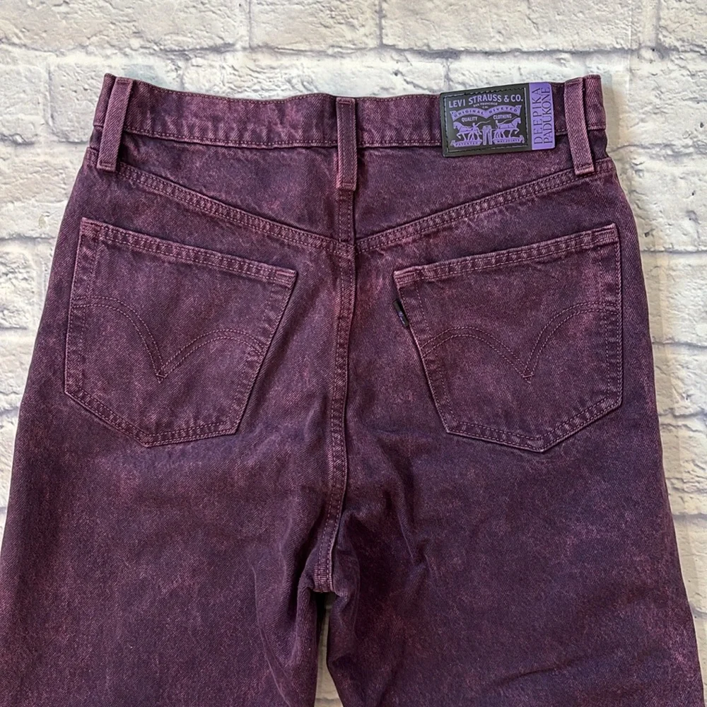 Levi’s X Deepika Padukone Straight Leg High Waisted Purple Denim Jeans Size 30 - Picture 11 of 16